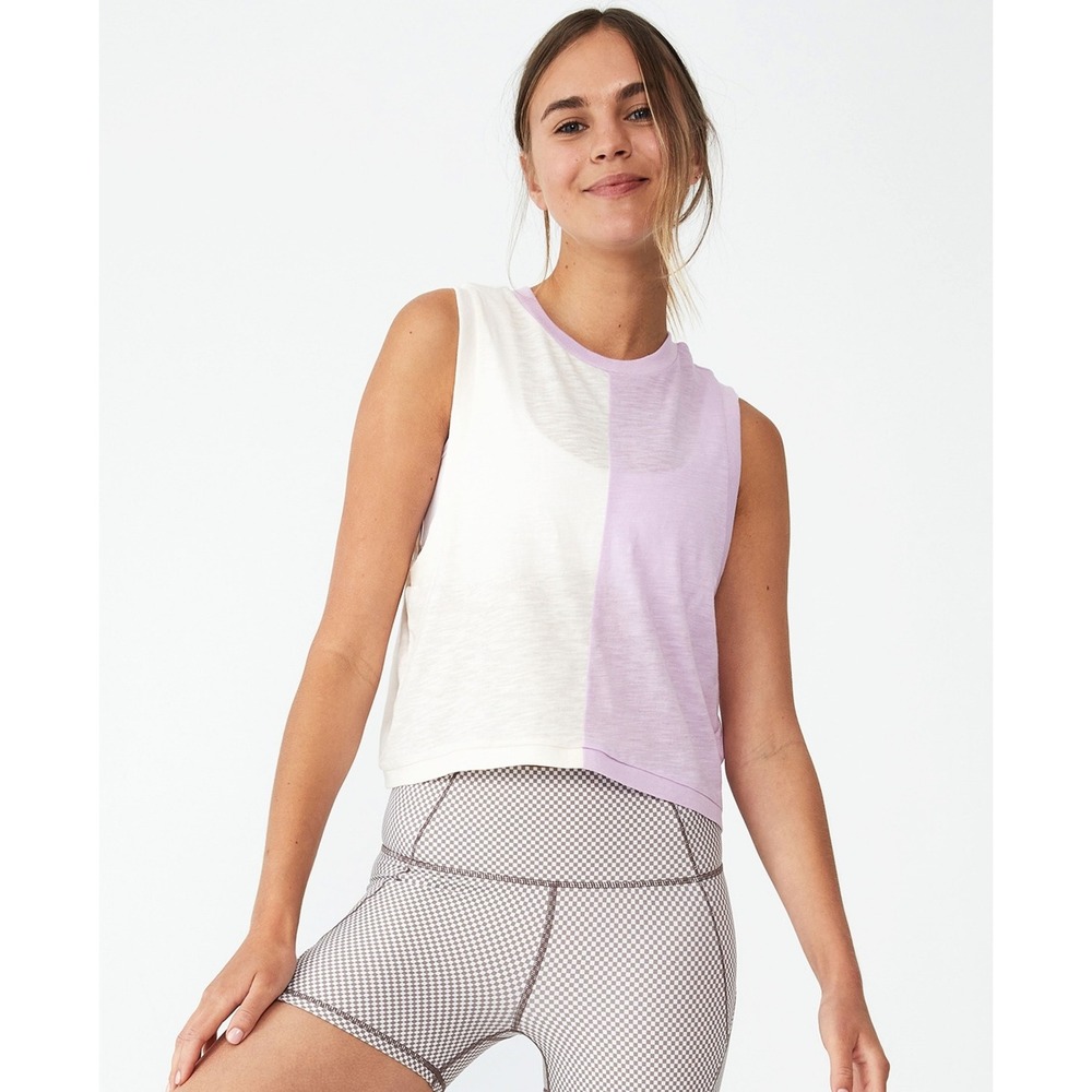Cotton On Body The Tank Top Womens M Pink Orchid Splice Colorblock Excellent